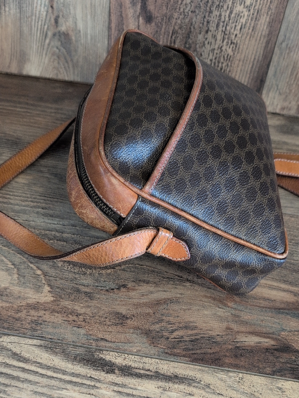 Celine Mini Shoulder Bag Macadam Triomphe Pochette PVC Leather Vintage Crossbody - Picture 4 of 15